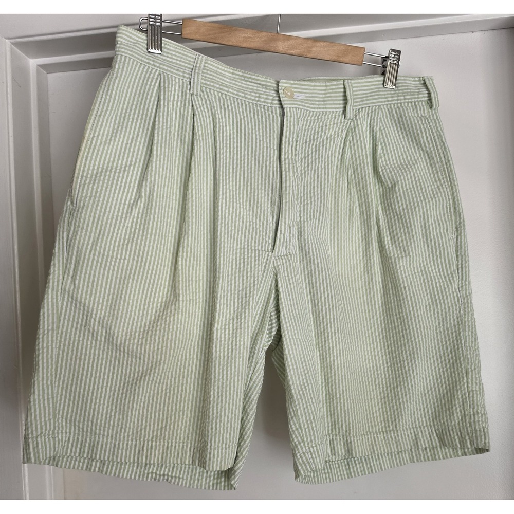 Jos. A. Bank Men's Shorts Size 34 Striped Green White Cotton Preppy Casual